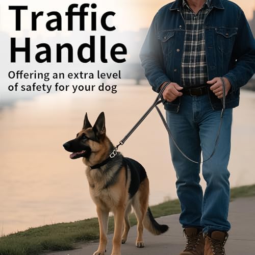 Reflective Dog Leash with Double Handle, Dog Leash 6 FT Long, Supports Medium, and Large Dogs, Heavy Duty for Walking, Running, and Training, Black (Pack of 2) - Image 6