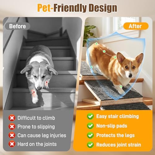Dog Ramp for Stairs 4 Pack, Adjustable Non-Slip Wooden Stair Wedges - Image 3