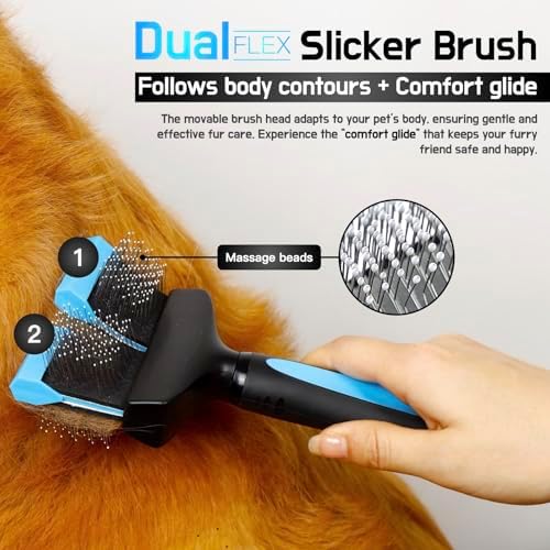 iToleeve Dual Flexible Head Slicker Brush, Round Tipped Pins, Skin Friendly - Image 2