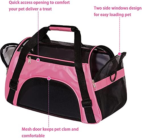 MuchL Cat Carrier for Cats Soft-Sided Travel Pat Carrier for Cat with Wooden Padding Board Airline Approved Lightweight Comfortable Cat Bag for Puppy Small Pets (Small, Pink) - Image 3
