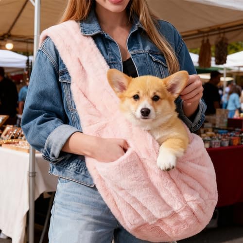 Cat Carrier Slings Soft Puppy Carrying Bag for Outdoor Travel Pet Boby Holder Hands Free for Small Dogs Kittens, Light Pink - Image 6