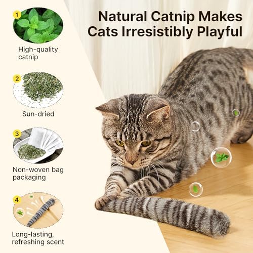 Potaroma Cat Toys Lifelike Tail Kicker 3 Pack, Catnip Crinkle Kitten Teaser - Image 3