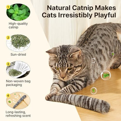 Potaroma Cat Toys Lifelike Tail Kicker 3 Pack, Catnip Crinkle Kitten Teaser - Image 3