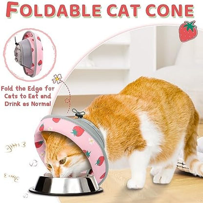 Cat Cone Collar Soft to Stop Licking, Adjustable, Foldable Lightweight Kitten Cones After Surgery Recovery for Cats & Kittens, Cat Cone Alternative, Easy Eating (Pink, M) - Image 3