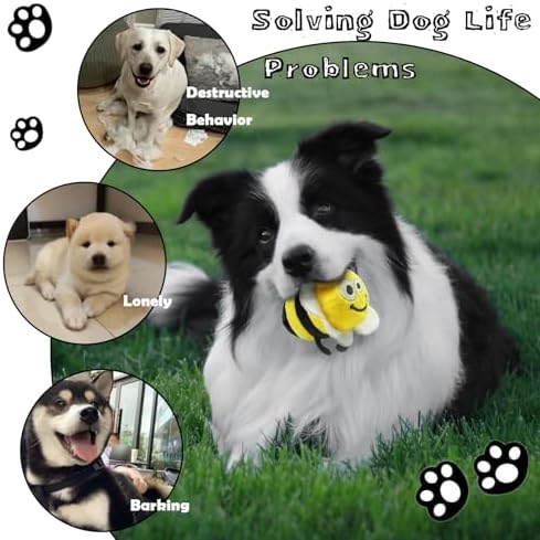 Hide and Seek Dog Toys, Interactive Squeaky Plush Puzzle Puppy Chew Toy to Keep Them Busy for Small Medium Large Dogs(Beehive Hideaway with 4 Pack Bees) - Image 6