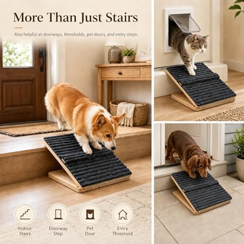 Dog Ramp for Indoor Stairs Porch Steps, 3 Pack Foldable Wooden - Image 4