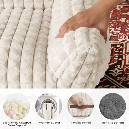 Cat Couch Bed with Fluffy Faux Rabbit Fur for Indoor Cats, 36 Inch - Image 5