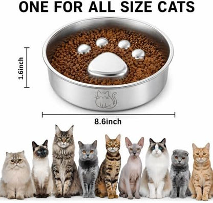Stainless Steel 2‑in‑1 Double‑Sided Slow Feeder Cat Bowl - Image 3