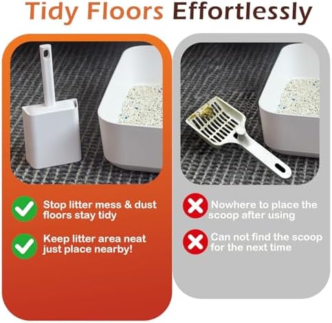 Cat Pooper Scooper, 2 in 1 Cat Litter Scoop with Holder Stand Cat Stuff Cat Scooper for Litter Box Cat Accessories Cat Supplies Kitty Litter Scoop Heavy Duty and Easy Clean Scoop Away Cat Litter - Image 5