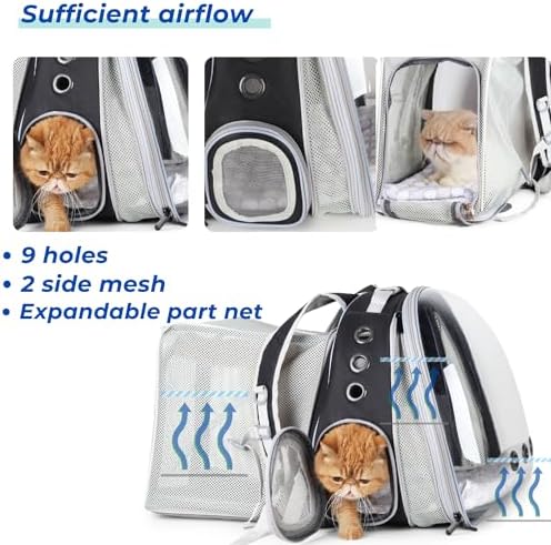 Lollimeow Expandable Cat Backpack Carrier for Large Cats & Small Dogs - Airline Approved Pet Bubble Backpack with Dual-Side Expansion, Perfect for Travel, Hiking & Outdoor Adventures, Up to 16lbs - Image 5