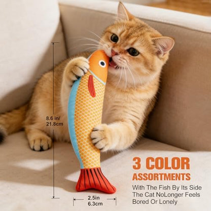 Catnip Toys for Cats Indoor, Cat Kicker Toy 3 Pack Plush Fish with Crinkle Sound, Interactive Kitten Toys for Boredom Relief, Soft Durable Cat Chew Toys for Indoor Cats and Kittens - Image 6