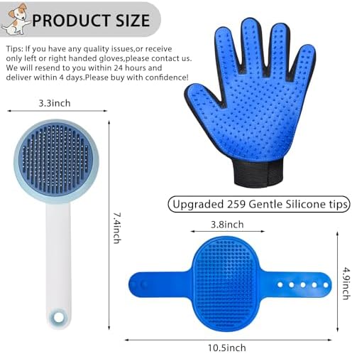Cat Grooming Glove Brush, Self-Cleaning Slicker Pet Brush - Image 4