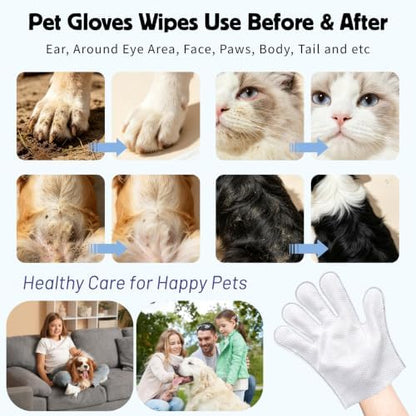 12CT Pet Glove Wipes for Dogs Cats, Disposable No-Rinse Unscented - Image 3