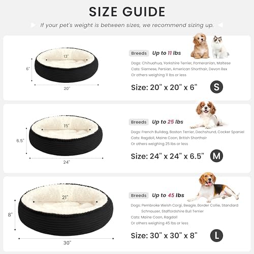 Love's cabin Round Donut Cat and Dog Cushion Bed, 24in Pet Bed for Small or Medium Dogs, Anti-Slip & Water-Resistant Bottom, Soft Durable Fabric Pet Beds, Washable Calming Cat Bed Black - Image 4