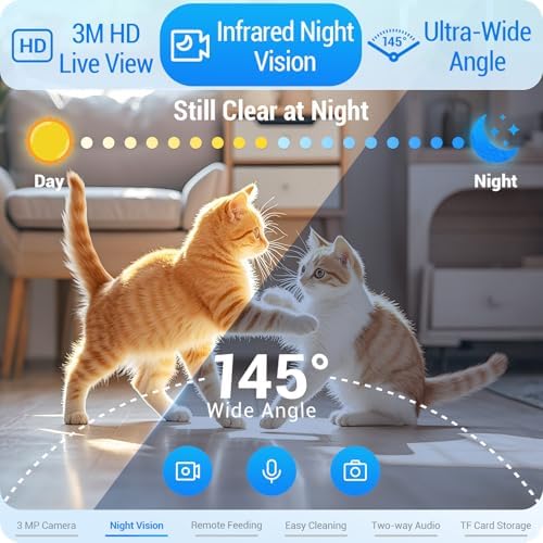 Frienhund Automatic Cat Feeder with 2K Camera: 5G WiFi Automatic Dog Feeder with Night Vision,Cat Food Dispenser with 7L Large Food Storage Container for Multiple Pet,Detachable for Easy Clean -29 Cup - Image 3