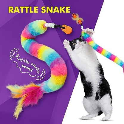 Cat Amazing Snatch Pack - 5 Magnetic Attachments for The Snatch Magnetic Wand Toy - Catnip Mouse, Rattle Snake, Crinkle Fish, Scrunchy Ball and Feather - Cat Teaser Toys - Really Catch! - Image 5