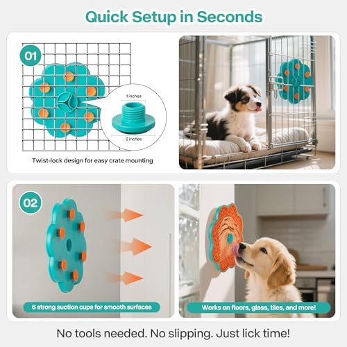 2 in 1 Lick Mat for Crate Training, Dog Slow Feeder Anxiety Relief Enrichment Pad with Suction Cups, Dishwasher Safe, BPA-Free Silicone for Small & Medium Dogs, 1 Pack - Image 6