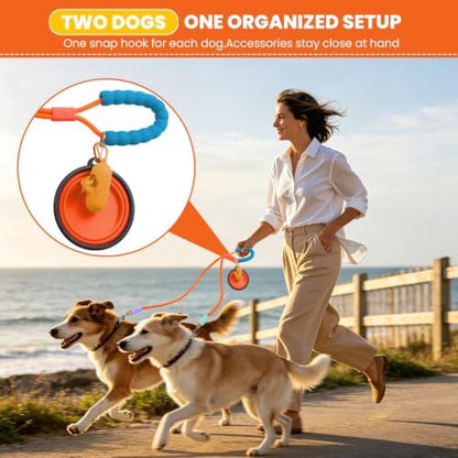 Double Dog Leash, Hands Free Dog Leash Set w/Sponge Handle, Adjustable 4.9-9.8ft for Walking Jogging Running Training, Multifunctional Handheld Crossbody Waist for Small Medium Dogs - Image 4
