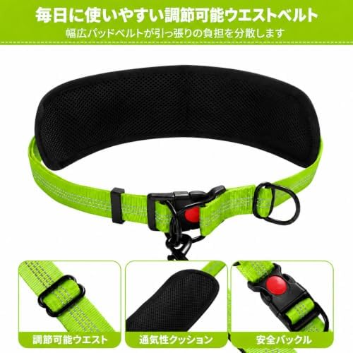 Hands Free Double Dog Leash, 4 Reflective Padded Handles, Adjustable Waist Belt 27-51", Shock-Absorbing Bungee, 360° Swivel Clips, for Small, Medium & Large Dogs, Walking Jogging Running - Image 6
