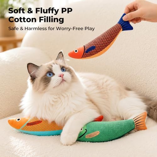 3 Pack Catnip Saury Fish Toys, Cat & Kitten Chew Kicker Interactive Crinkle Toys for Bored Indoor Adult Cats & Kitten, Cat Gifts Teething Toys Soft and Durable for All Breeds - Image 5