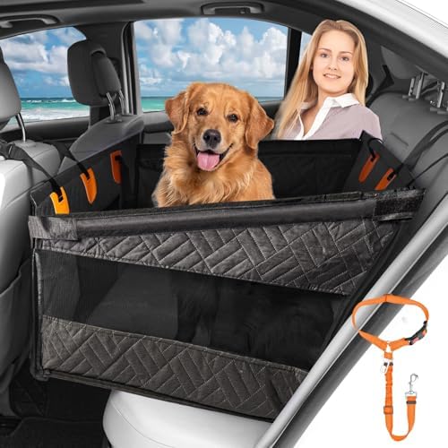 Dog Car Seat for Large Medium Dogs, Hard Bottom Back Seat Extender for Dogs with Soft Removable Blanket, Non-Slip Dog Car Hammock Turn into Soft Pet Travel Bed,Half Pet Seat for Car SUV Truck(Black) by XUYEDOGLSH