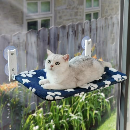 Cute Cat Window Perch, Foldable Cat Window Hammock, Navy Blue by Yaning