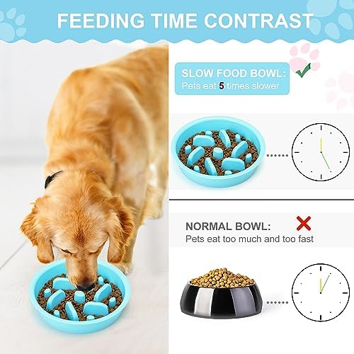 Slow Feeder Dog Bowls 3 in 1 Stainless Steel Food Water Bowl to Slow Eating - Image 2