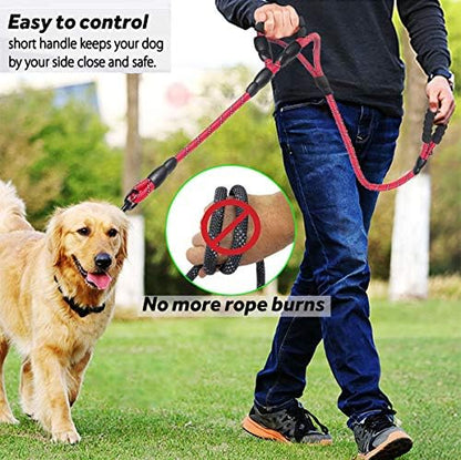 JSXD 5 FT Heavy Duty Double Handle Dog Leash with Comfortable Padded and Reflective Rope, for Small to Large Dogs (Rope-Red) - Image 3