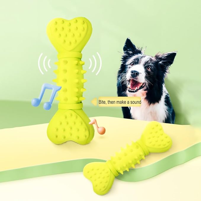 Bone Shape Dog Squeaky Toys, Durable Dog Chew Toys for Aggressive Chewers, Puppy Teething Toys for Small/Medium Dogs Natural Rubber Puppy Chew Toys for Teething
