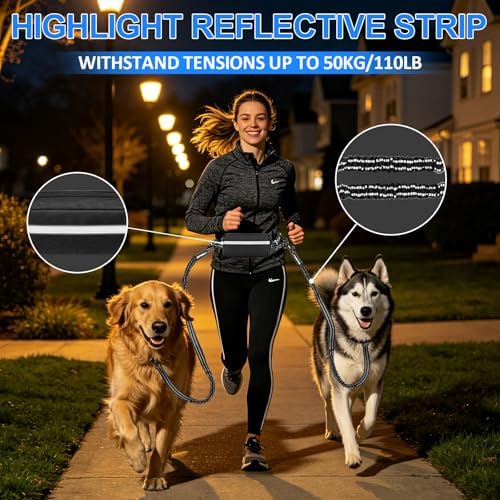 Philorn Hands Free Dog Leash for 2 Dogs, Adjustable Waist Leash - Image 6