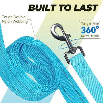 VIVAGLORY Double Handle Dog Leash Twingrip, 5ft x 1in, Blue - Image 4