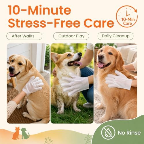 Pet Glove Wipes for Dogs, Quick Bathing & Grooming, Unscented 50ct - Image 7