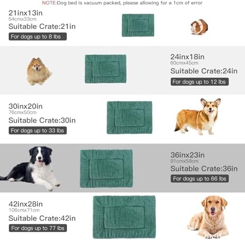 BVAGSS Reversible Dog Crate Pad, Memory Foam Pet Bed Mat, Soft Warm Machine Washable Sleeping Kennel Mattress for Small Medium Dogs XH079 (30''x20''x1.6'',Green) - Image 5