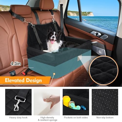 NEEZUKAR Dog Car Seat for Large Medium Size Dogs, Pet Car Seat Under 55 lbs - Image 3