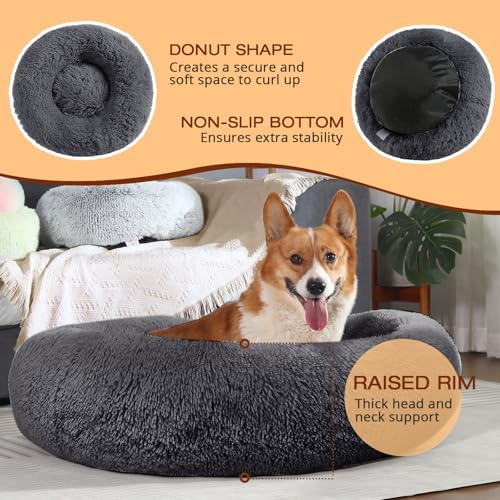 JOLLYVOGUE Dog & Cat Bed, Calming Anti-Anxiety Pet Bed for Small Dogs, Fluffy Donut Cushion for Small and Medium Pets (20") - Image 5