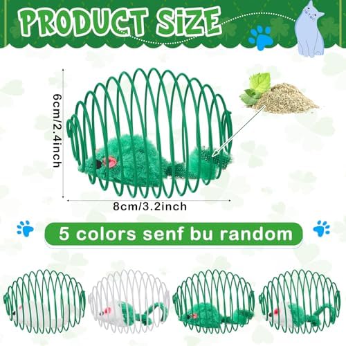 Jecery 5 Pcs Cat Toys Spring,Mouse,Green - Image 2