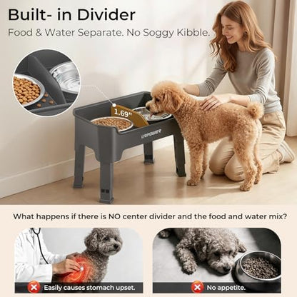 URPOWER Mess Proof Elevated Dog Bowls, Splash Guard Raised Bowl Stand - Image 5