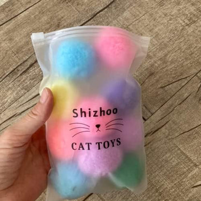 Premium Soft Pom Pom Balls for Kittens - Lightweight, Interactive, Assorted Colors - Plush Toy Balls for Kitten Training and Play - Pet Products for Cats (2.0 Inches 10 Balls) - Image 7