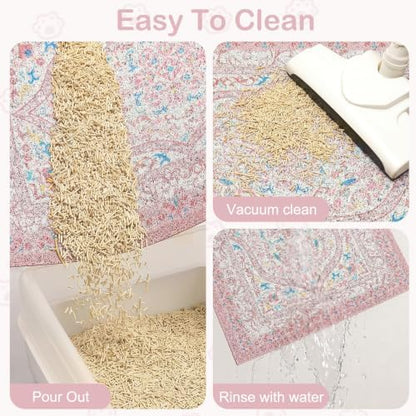 Glittme Cat Litter Mat, 40"x30" Non-Slip Washable Trapping Mat for Cats - Image 3
