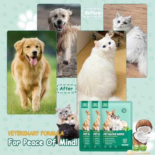 10 PCS Pet Cleaning and Deodorizing Bathing Grooming Glove Wipes for Dogs and Cats, Extra Thick Nourish Fur No-Rinse Grooming Wipes for Daily Care and Travel, Hypoallergenic - Image 6