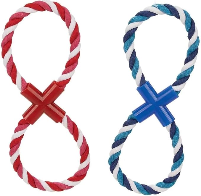 MPP Figure 8 Dog Toys Fun and Colorful Choices Tug Toss Fetch Play Ropes and Loops (Knot Tug)