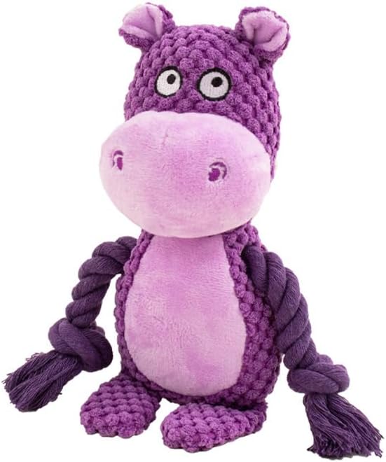 Plush Hippo Dog Toy with Squeaker and Crinkle Paper for Puppies - Image 6
