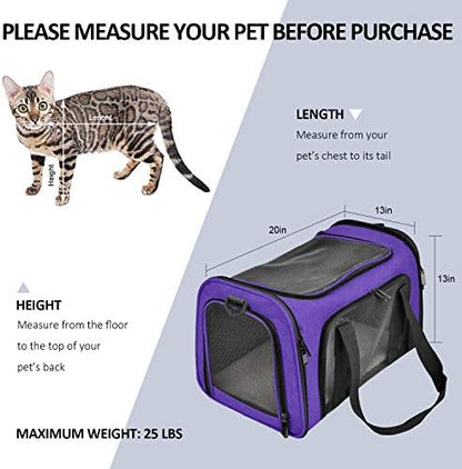Henkelion Large Cat Carriers Dog Carrier Pet Carrier for Large Cats Dogs Puppies up to 25Lbs, Big Dog Carrier Soft Sided, Collapsible Travel Puppy Carrier - Large - Purple - Image 4