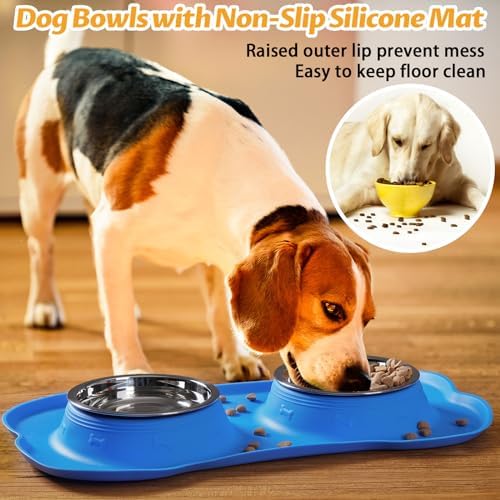 Hubulk Pet Dog Bowls 2 Stainless Steel Dog Bowl with No Spill Non-Skid Silicone Mat + Pet Food Scoop Water and Food Feeder Bowls for Feeding Small Medium Large Dogs Cats Puppies (Extra Large, Blue) - Image 6