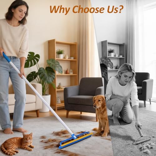 Topmart Carpet Rake for Pet Hair Remover, 2-in-1 Reusable Carpet Scraper - Image 2