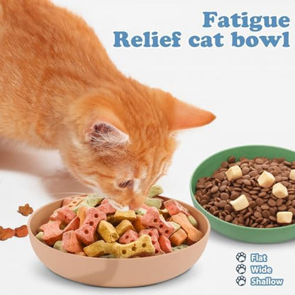 Tioncy 24 Pcs Cat Food Bowl 5.5'' Fatigue Relief Shallow Cat Food Dish Wide and Small Pet Wet Plate Wide Stray Wet Feeding Bowl for Ferrets Feral Short Legged Kitten, Wheat Straw(Three Color,Classic) - Image 6