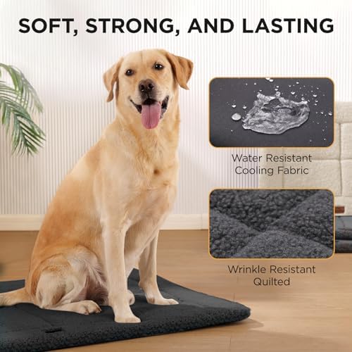 Joydeco Low Profile Dog Crate Mat Reversible Bed Pad, Washable Dog Pad Mat with Ultra Soft Fleece, Compact Design Kennel Beds Mats for Large Medium Small Pets, 36" x 27" Dark Gray - Image 4