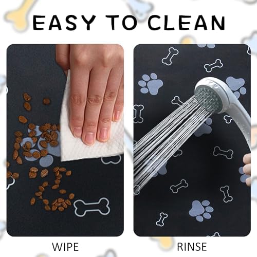 Pet Cat Dog Food Mat Non Slip Mat for Dog Water Bowl Mat Quick Dry Absorbent Cat Feeding Mat, 18.1 * 11.8 in, Blue - Image 3