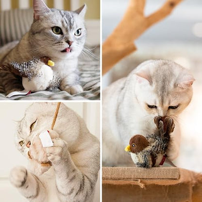 Gigwi Automatic Cat Toys Pack, Interactive Electronic Squeaky Animals Bird and Mouse, Plush Toys for Cats to Play Alone, 2 Pcs - Image 6