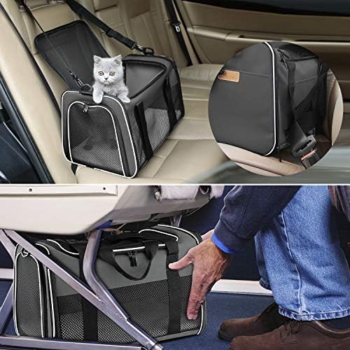 Cat Carrier - Portable Foldable Dog Pet Carrier, Soft-Sided Pet Bag up to 15 Lbs, Airline Approved Travel Puppy Carrier - Image 5